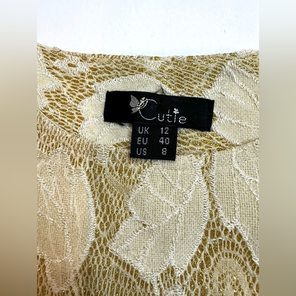 Women’s Cutie Gold Shimmer Leaf Sleeveless Dress Size 8 - Picture 7 of 8